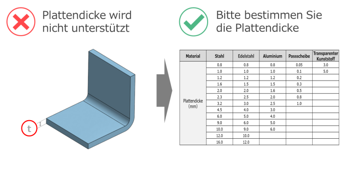 Konstruktionstipps: Blechstärke nicht verfügbar