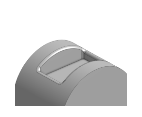 Picture of curved shape of side pocket opening.