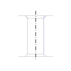 Graphic: Through cylinder +90° chamfer at entrance (both sides)