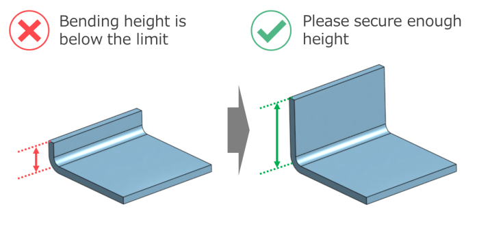 Example of a part where the bending height is too low.