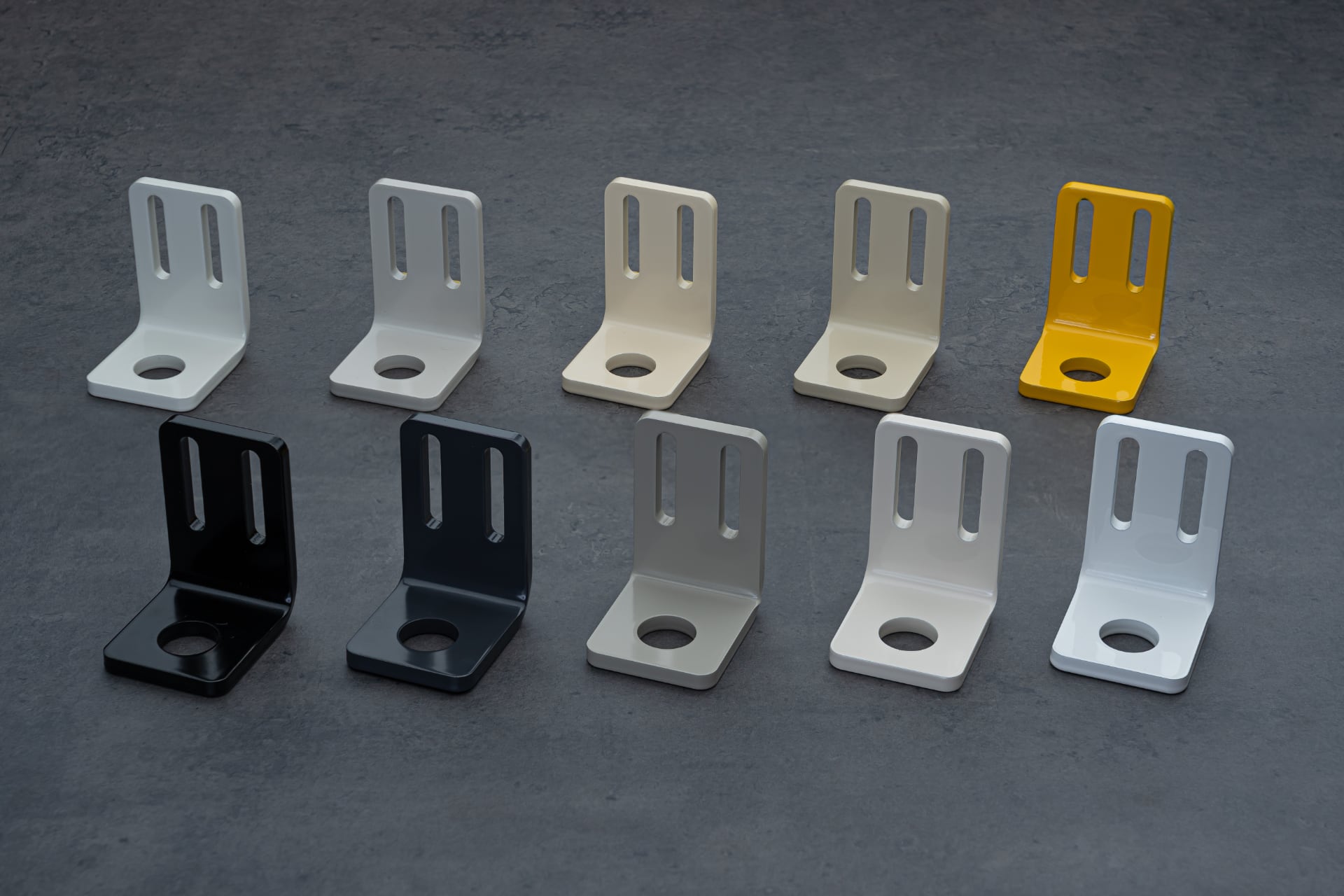 Example of various powder-coated sheet metal parts manufactured with meviy.