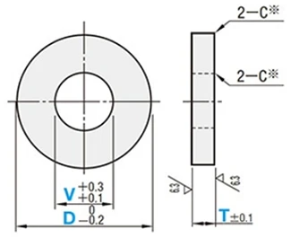 カタログ規格のタップ穴加工なしの図